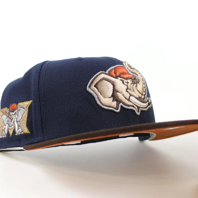 MODESTO AS M ELEPHANT HOMETOWN COLLECTION New Era 59Fifty Fitted Hat (OCEANSIDE BLUE BURNT WOOD RUST ORANGE Under Brim)