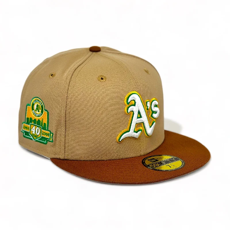 OAKLAND  ATHLETICS (CAMEL) (40TH YEAR) NEW ERA 59FIFTY FITTED (DARK GREEN UNDER VISOR)