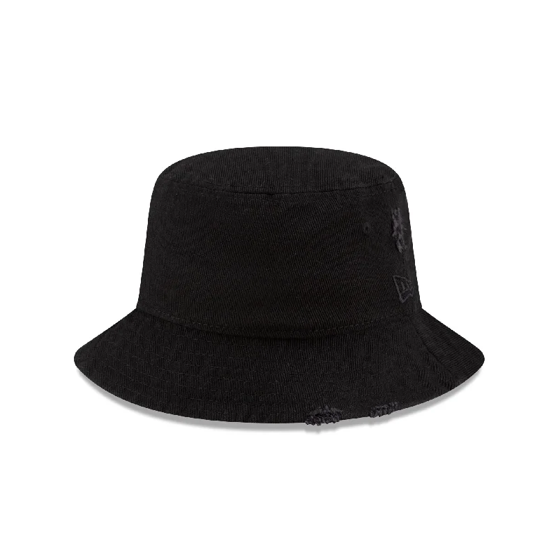 New Era Cap Distressed Black Denim Bucket Hat