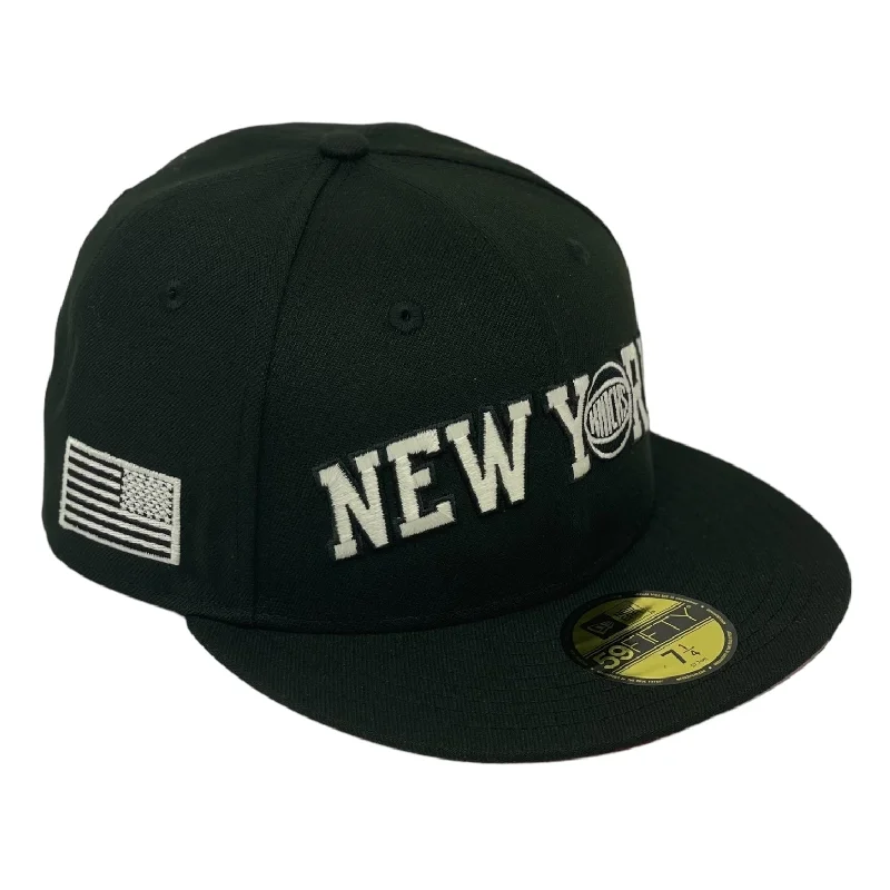 NEW YORK KNICKS  (2001 911 FLAG) "NEW YORK LOGO" NEW ERA 59FIFTY FITTED (GLOW IN THE DARK) (RED UNDER VISOR)