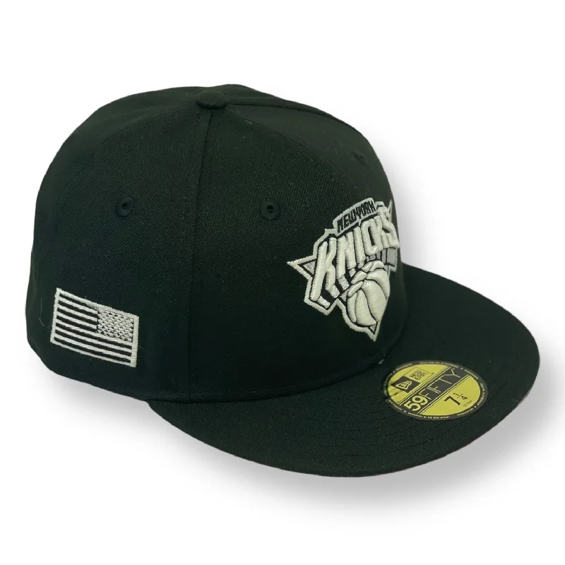 NEW YORK KNICKS (BLACK) (2001 911 FLAG) NEW ERA 59FIFTY FITTED (GLOW IN THE DARK) (RED UNDER VISOR)