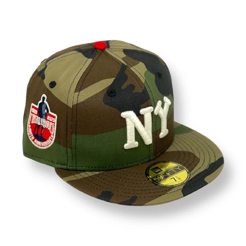 NEW YORK BLACK YANKEES (CAMO) NEW ERA 59FIFTY FITTED (RED UNDER VISOR)