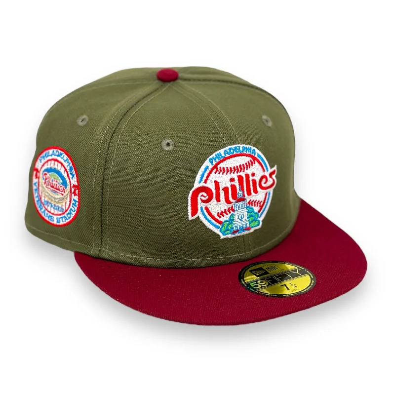 PHILADELPHIA PHILLIES (OLIVE) (VETERAN STADIUM 1971-2003) NEW ERA 59FIFTY FITTED (SKY BLUE UNDER VISOR)