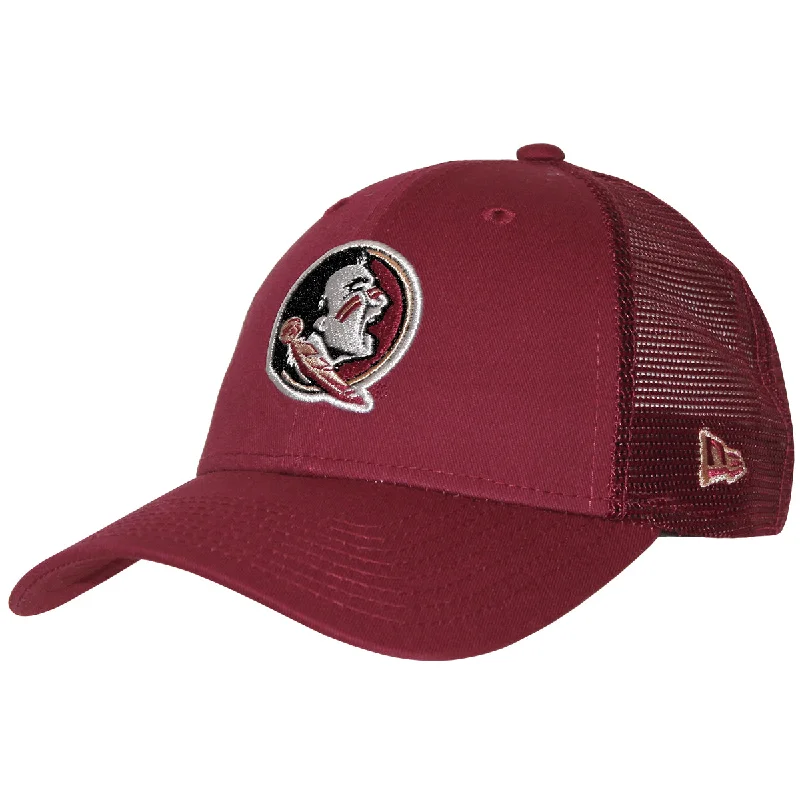 New Era Women's Glittered Seminole Logo 9Forty Adjustable Trucker Cap - Garnet