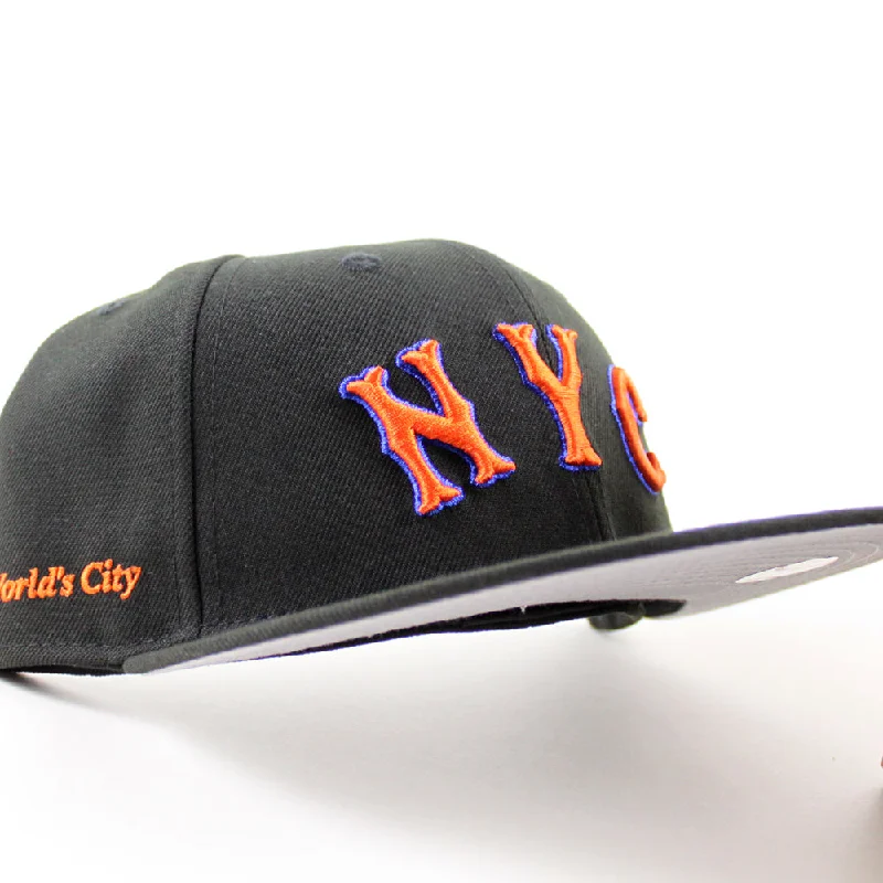 New York Mets The Worlds City Patch New Era 59Fifty Fitted Hat (Black Gray Under Brim)