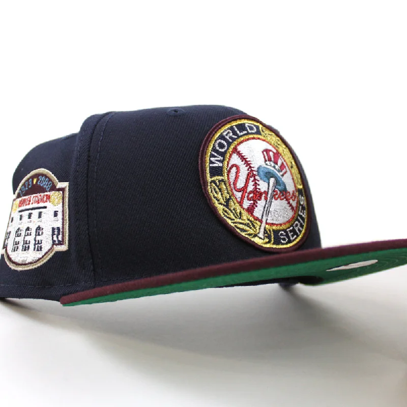 New York Yankees 1923-2008 YANKEE STADIUM New Era 59Fifty Fitted Hat (Navy Blue Maroon Green Under Brim)