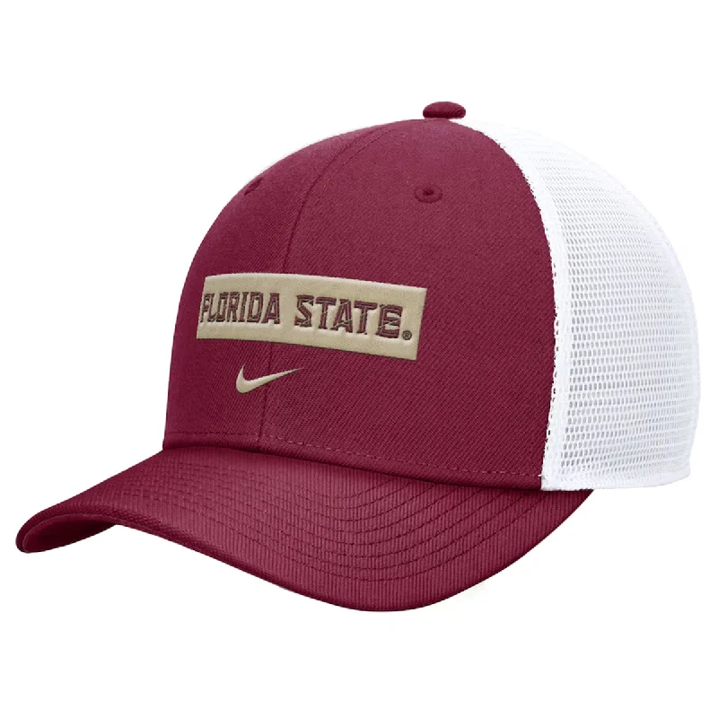 Nike Youth Florida State Adjustable Dri-fit Rise Structured Trucker Cap - Garnet/White