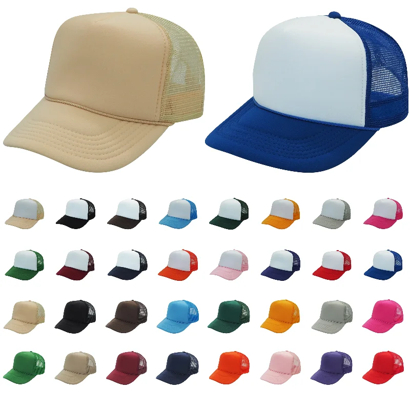 Nissun Classic Trucker Baseball Hats Caps Foam Mesh Blank Solid Two Tone Snapback