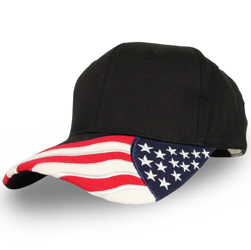 Nissun U.S.A. Flag on Bill Cap, USA Flag Hat - FLAG.B