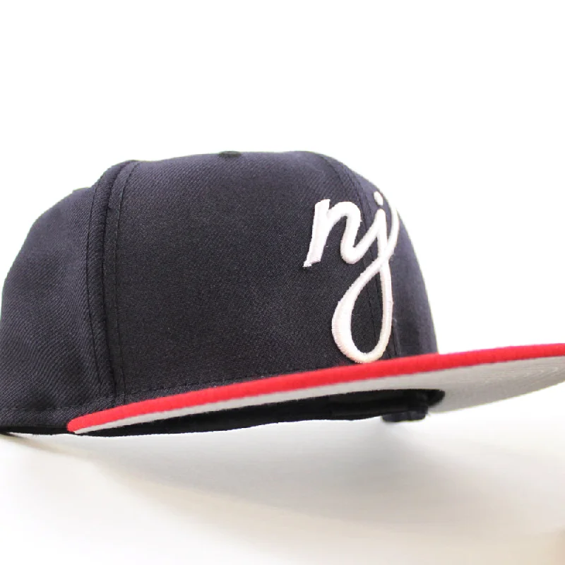 NJ Script New Era 59Fifty Fitted Hat (Navy Red Gray Under Brim)