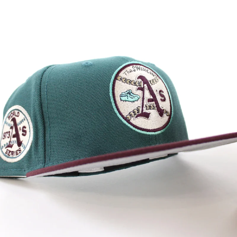 Oakland Athletics 1973 World Series New Era 59Fifty Fitted Hat (M Green Maroon Gray Under Brim)