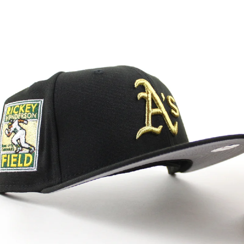 Oakland Athletics Ricky Henderson Oakland Patch New Era 59Fifty Fitted Hat (Black Gray Under Brim)