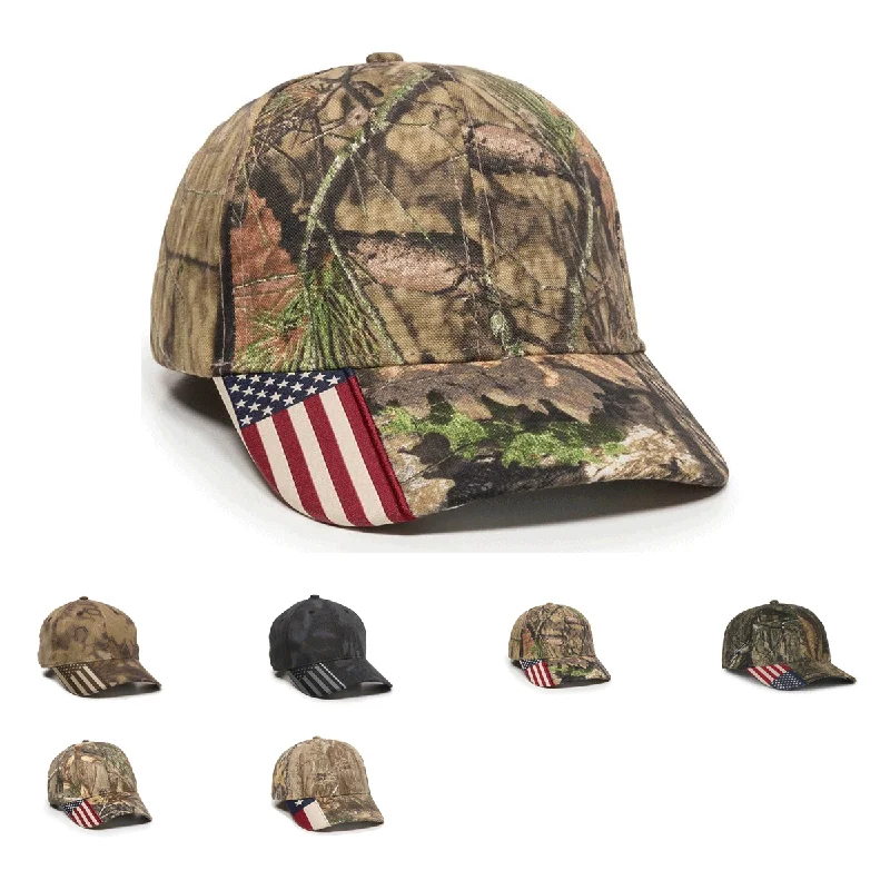 Outdoor Cap CWF305 - Camo Hat with Flag, Camouflage Cap - CWF305