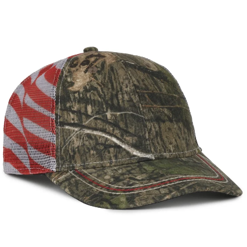 Outdoor Cap CWF400M Camo Cap with American Flag Mesh Back