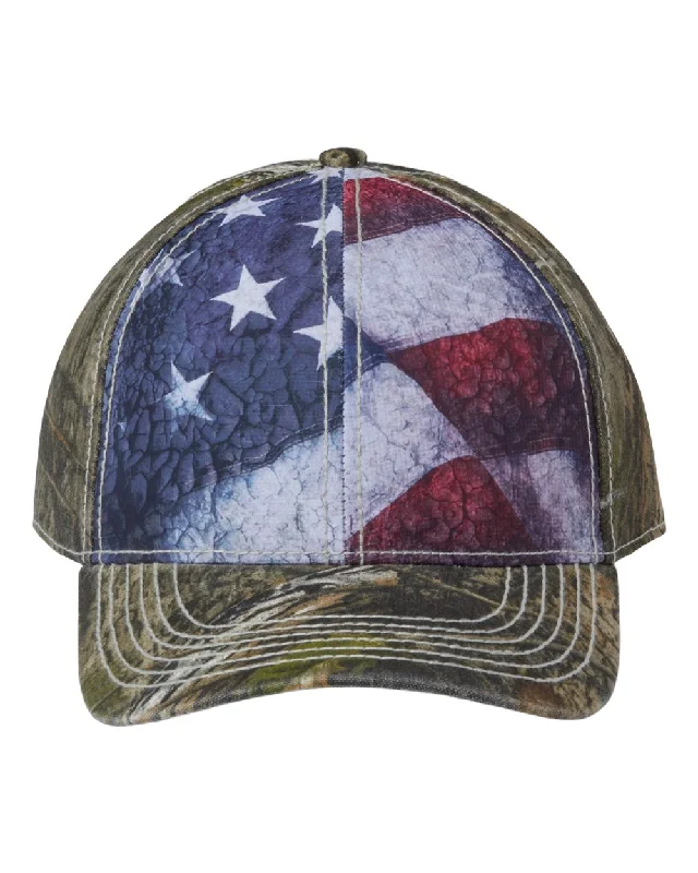 Outdoor Cap SUS100 - Camo with Flag Sublimated Front Panel Cap