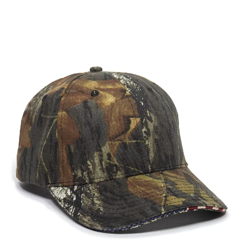 Outdoor Cap USA350 Camo with Flag Sandwich Visor Cap