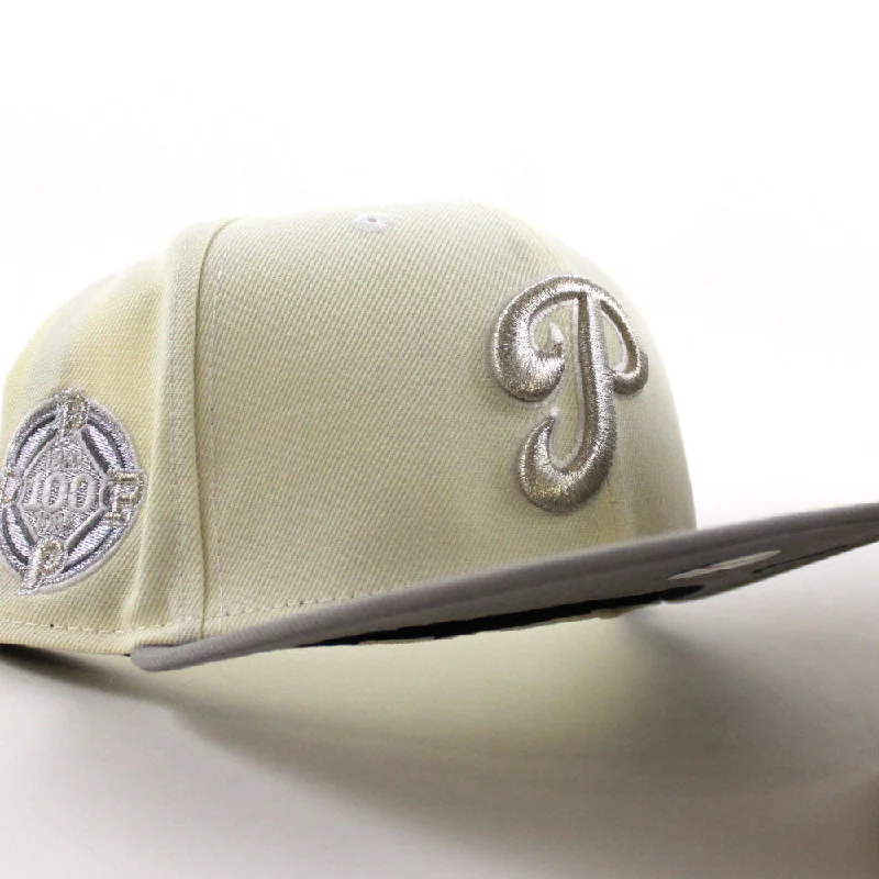 Philadelphia Phillies 100 Years Patch 59Fifty New Era Fitted Hat (Chrome White Stone Gray Under Brim)