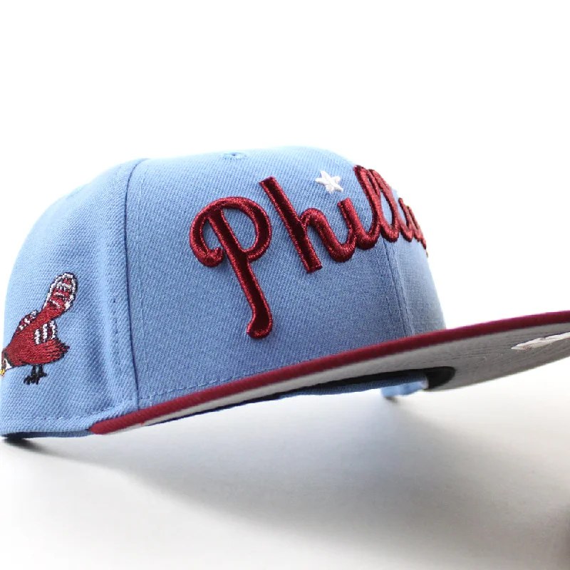 Philadelphia Phillies Philly Phanatic 59Fifty New Era Fitted Hat (Sky Blue Cardinal Red Gray Under Brim)