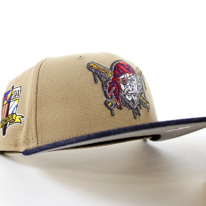 Pittsburgh Pirates Roberto Clemente 59Fifty New Era Fitted Hat (Drip Logo Camel Navy Gray Under Brim)