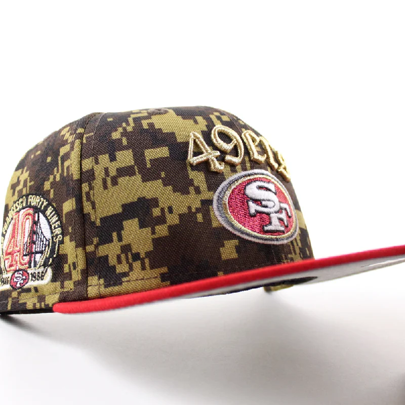 San Francisco 49ers 40th Anniversary New Era 59Fifty Fitted Hat (Digital Camo Red Gray Under Brim)