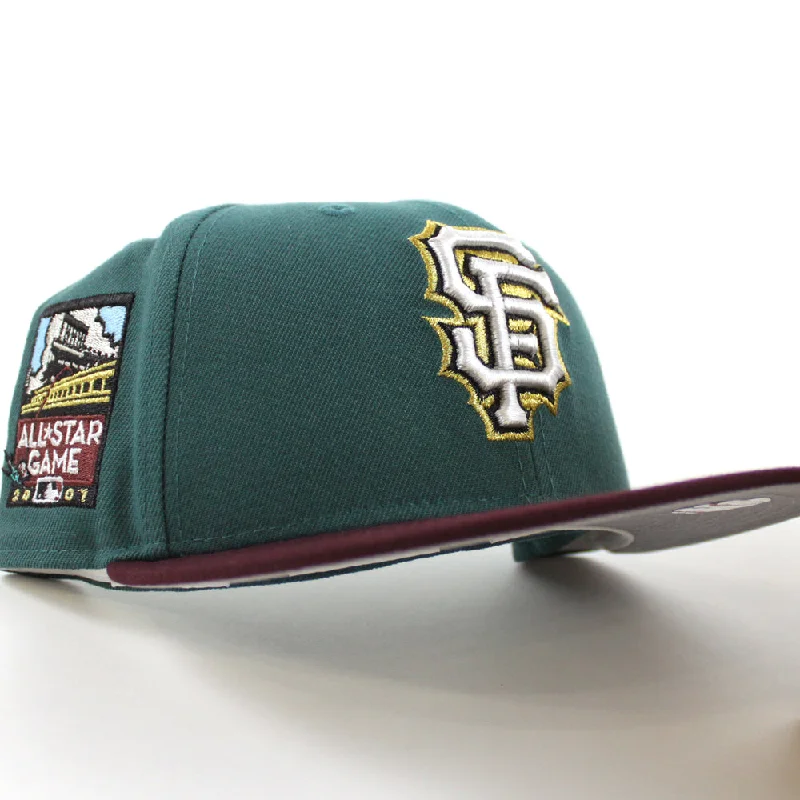 San Francisco Giants 2007 All Star Game New Era 59Fifty Fitted Hat (Pine Green Maroon Gray Under Brim)