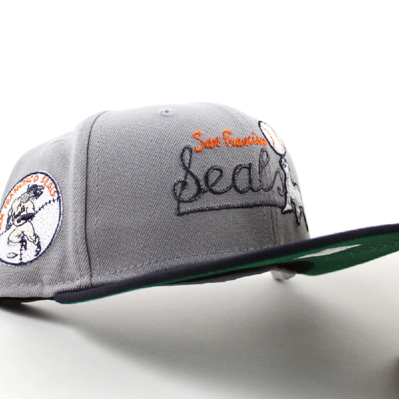 San Francisco Seals Seals Patch New Era Fitted 59Fifty Hat (Gray Navy Green Under Brim)