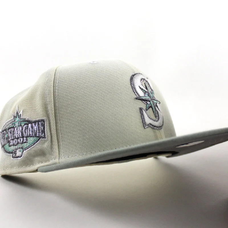 Seattle Mariners 2001 All Star Game New Era 59Fifty Fitted Hat (Chrome White Sea Glass Gray Under Brim)