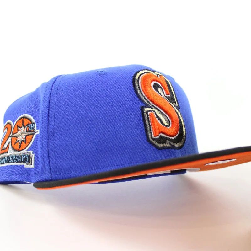 Seattle Mariners 20TH ANNIVERSARY New Era 59Fifty Fitted Hat (GITD BLUE BEAD BLACK COUNTDOWN ORANGE Under Brim)