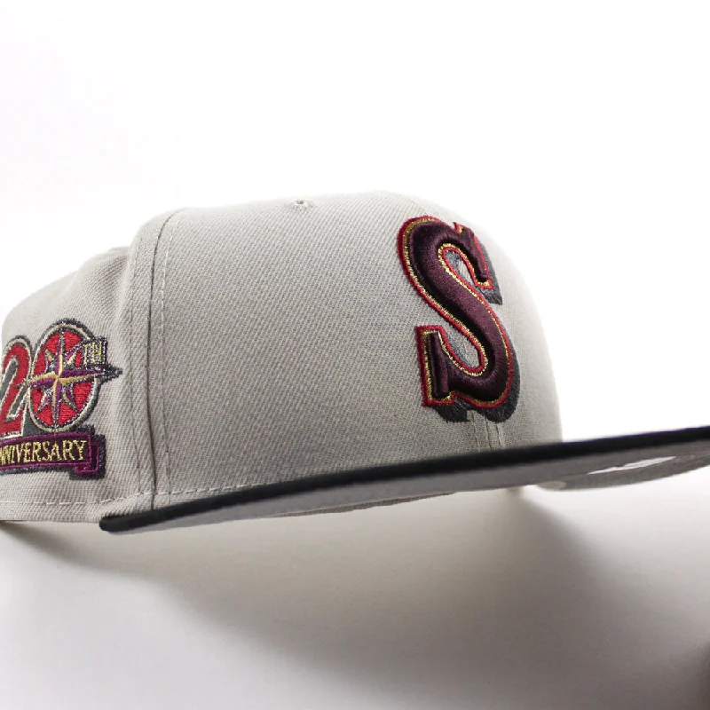 Seattle Mariners 20TH ANNIVERSARY New Era 59Fifty Fitted Hat (Stone Black Camo Gray Under Brim)