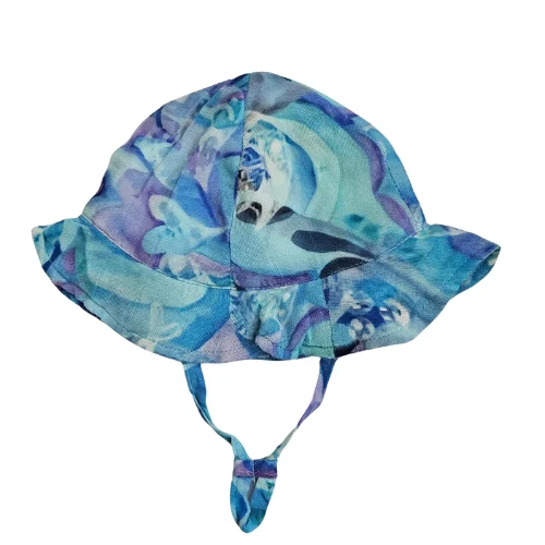 Sunhat - Baby - Blue Lagoon - 100 % Gauze / Cotton - 6 panel tie - Blues & Purples - BLULAG243