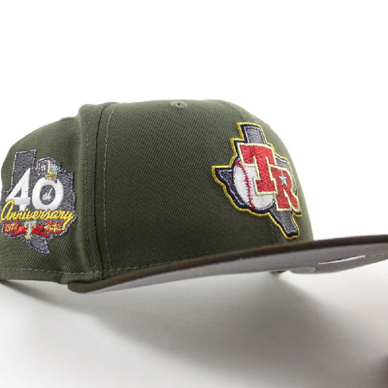 Texas Rangers 40th Anniversary New Era 59Fifty Fitted Hat (Olive Green Walnut Gray Under Brim)