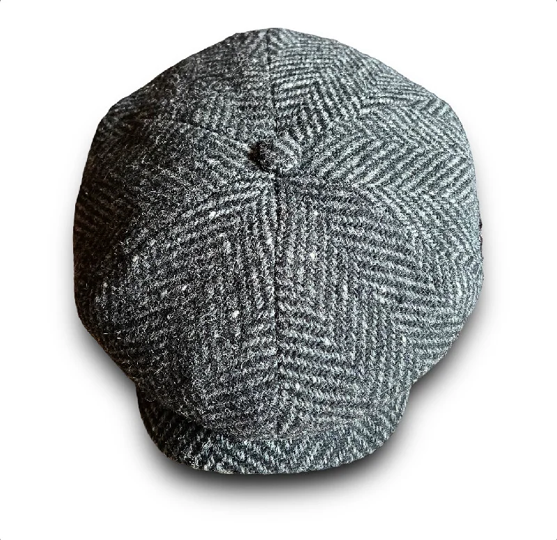 THE FLAMEKEEPERS HAT CLUB ITALIAN SHAMBLES GRANITE/BLACK HERRINGBONE NEWSBOY CAP