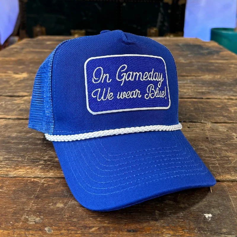 The On Gameday we wear blue Trucker