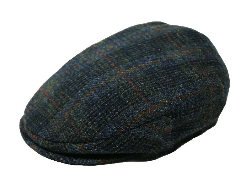 Scottish Harris Tweed Navy & Moss Green Glen Check with Tan & Umber Overcheck