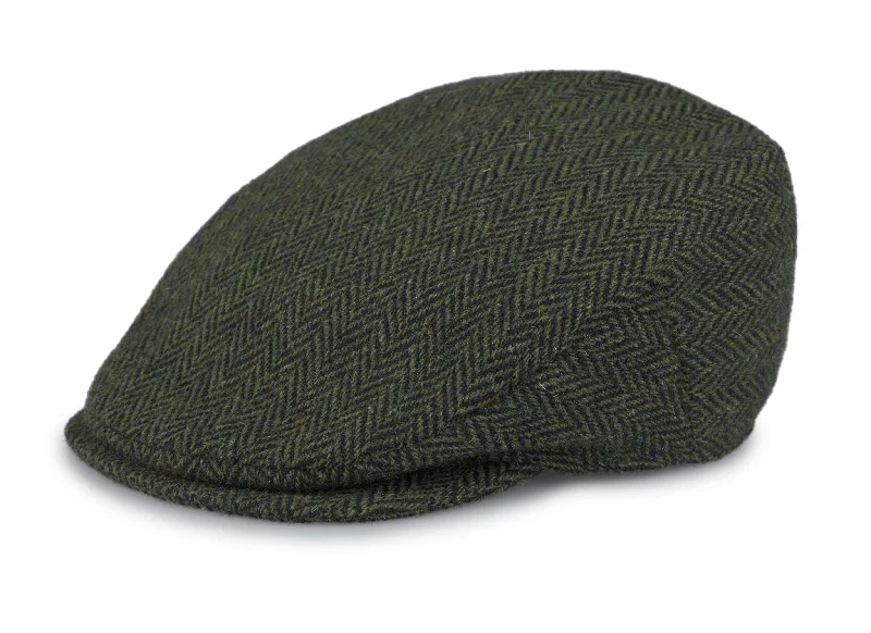 Harris Scottish Tweed - Green & Black Herringbone