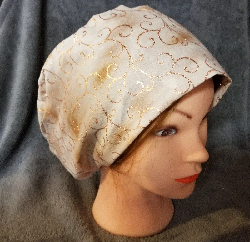 Copper Swirls with Beige Background Pixie Style Scrub Cap