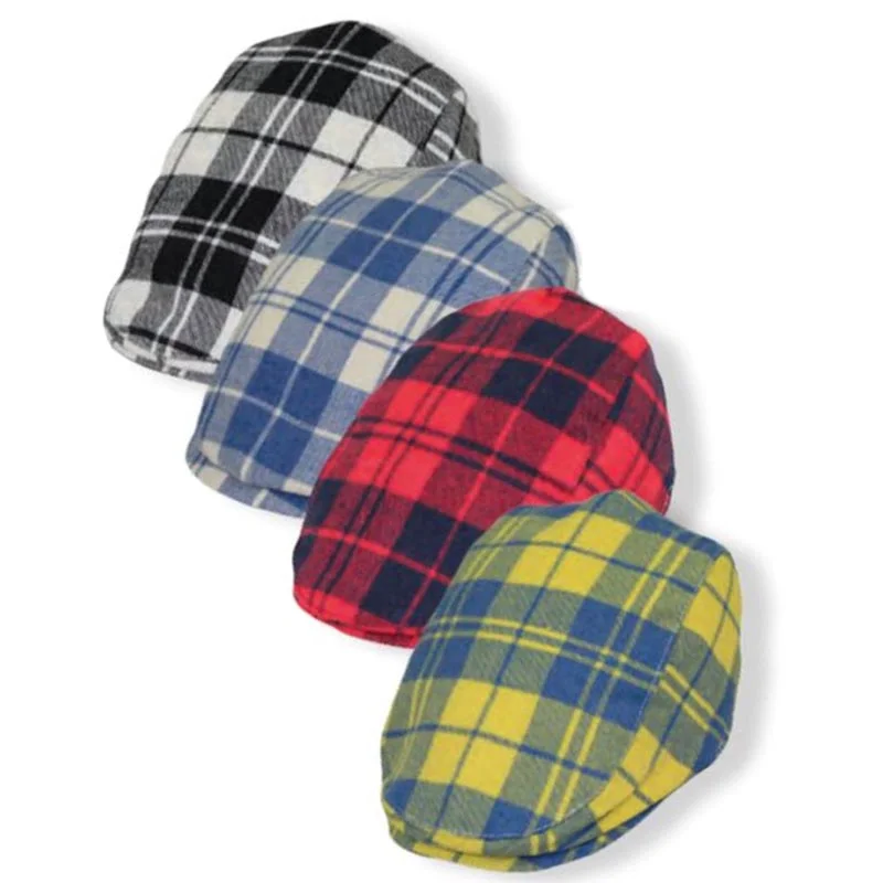 Boy's Plaid Flannel Flat Cap - Jeanne Simmons Hats