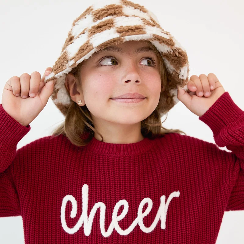 Caramel Checks Sherpa Bucket Hat