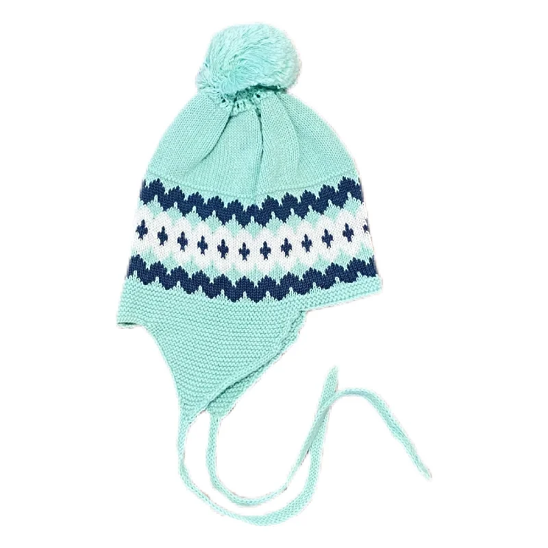 Fair Isle Pom Hat Seafoam w/ Blue