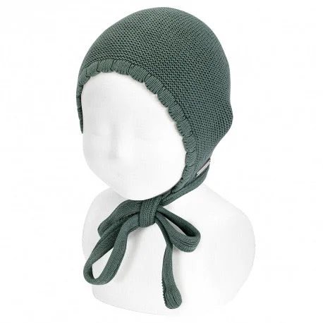 Garter Stitch Bonnet Green