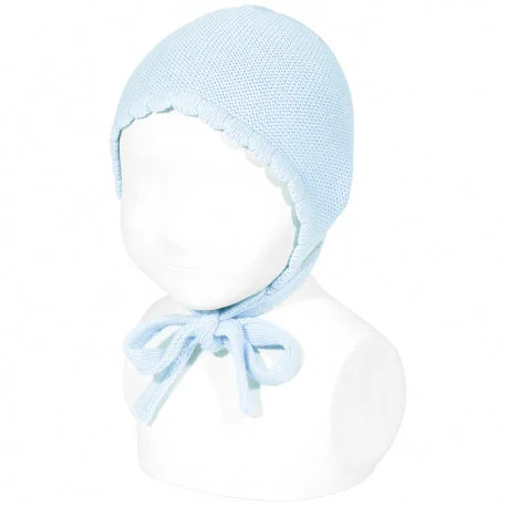 Garter Stitch Bonnet Light Blue