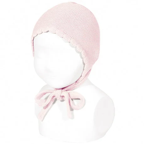 Garter Stitch Bonnet Light Pink