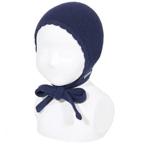 Garter Stitch Bonnet Navy