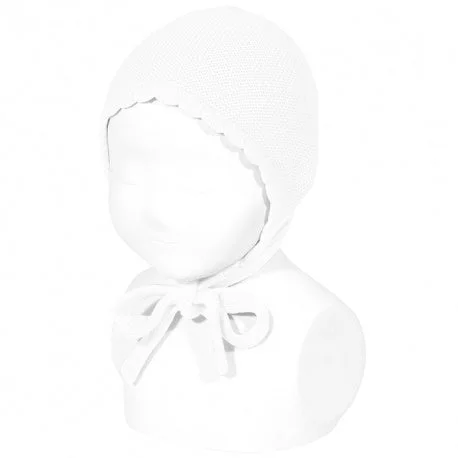 Garter Stitch Bonnet White