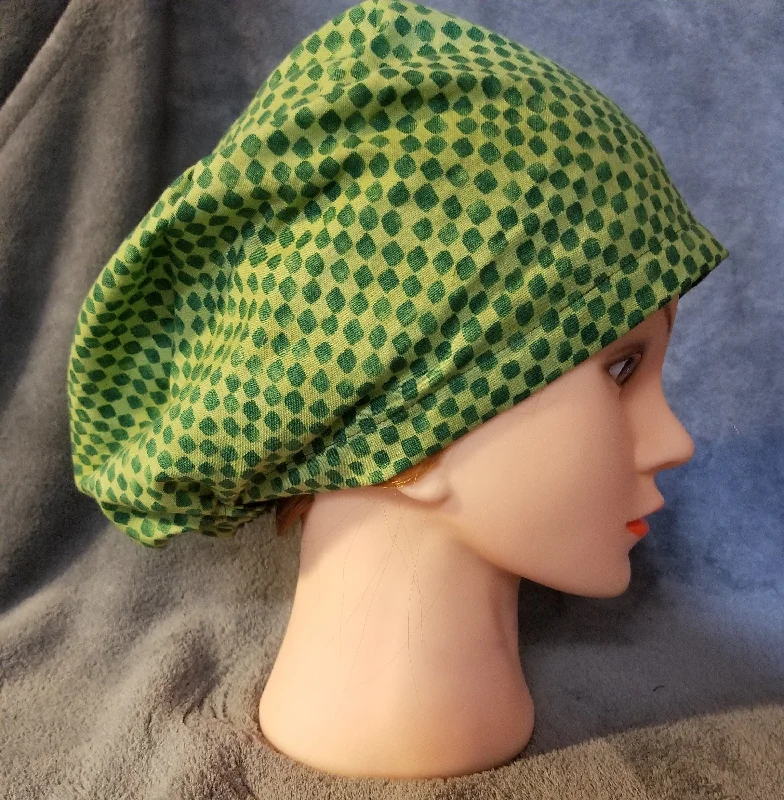 Green Small Checks Pixie Style Scrub Cap,  Euro style scrub cap