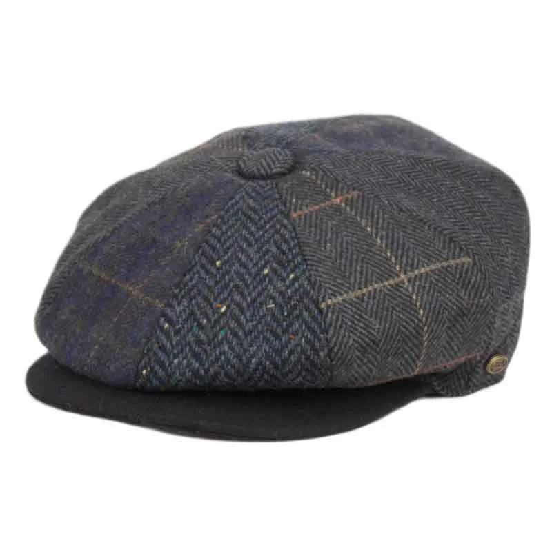 Herringbone Patchwork Wool Newsboy Cap - Epoch Hats