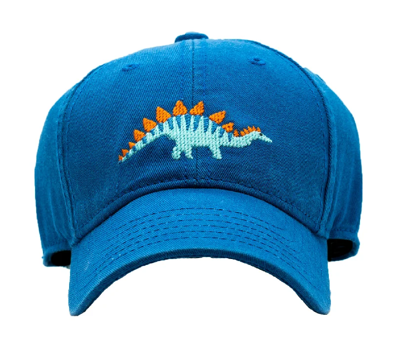 Kids Baseball Hat, Stegosaurus on Cobalt