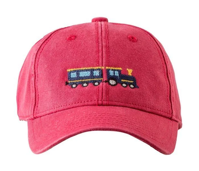 Kids Baseball Hat, Train on Weathered Red