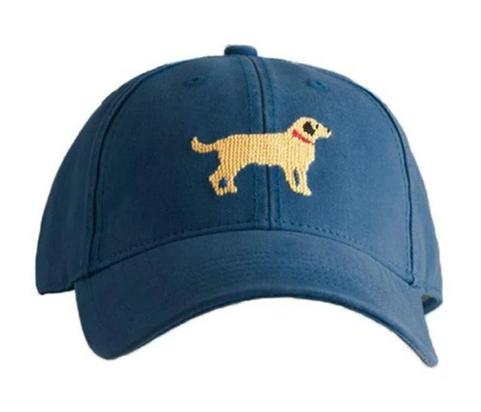 Kids Baseball Hat, Yellow Lab on Navy