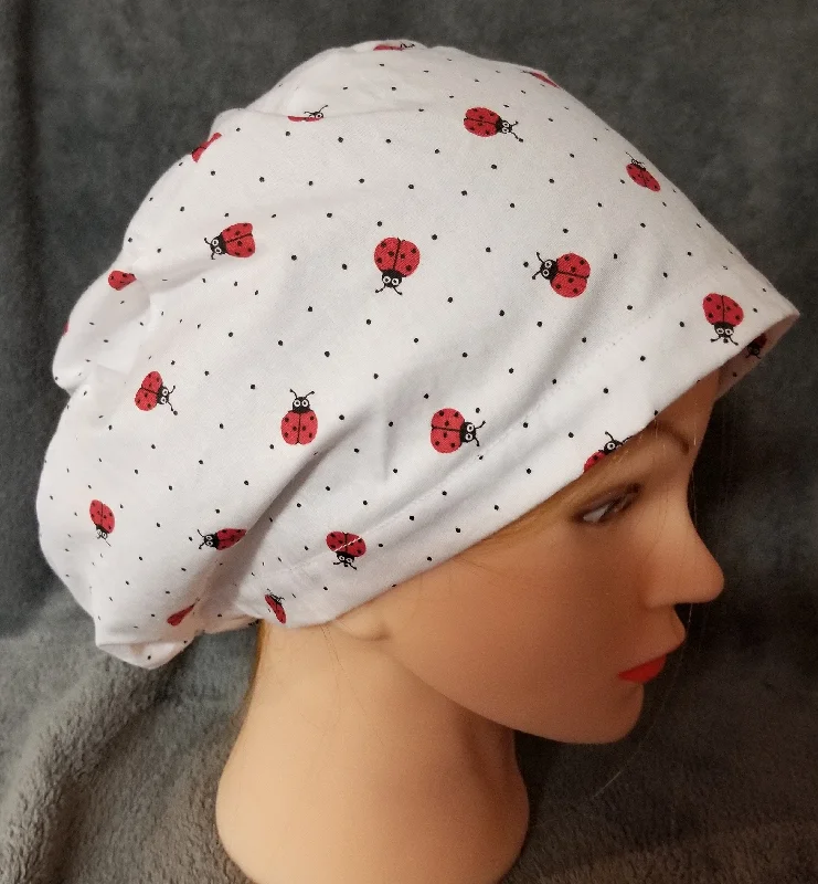 Ladybug Scrub Cap, Euro Style Scrub Cap